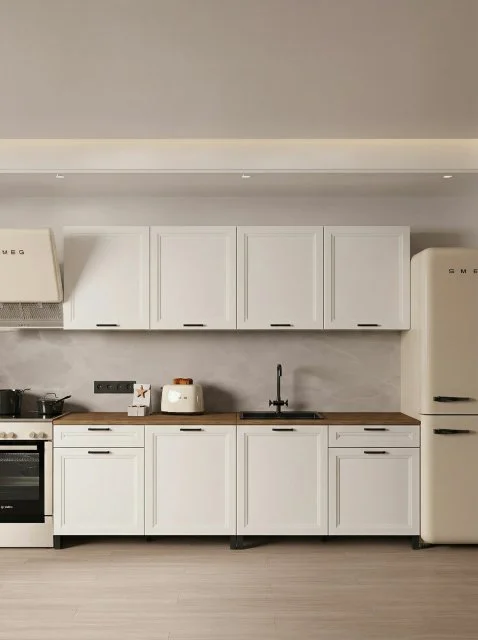 Кухонный гарнитур Римини 2,4м белый со столешницей